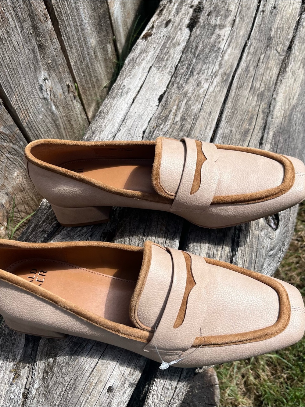 Donald Pliner Tristina Sand Tumble Stretch Block Heel loafers size 7.5 - Picture 3 of 16